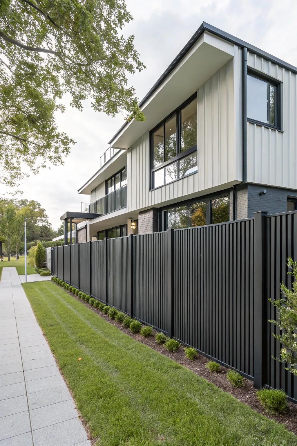 Vertical metal panels add sophistication and height