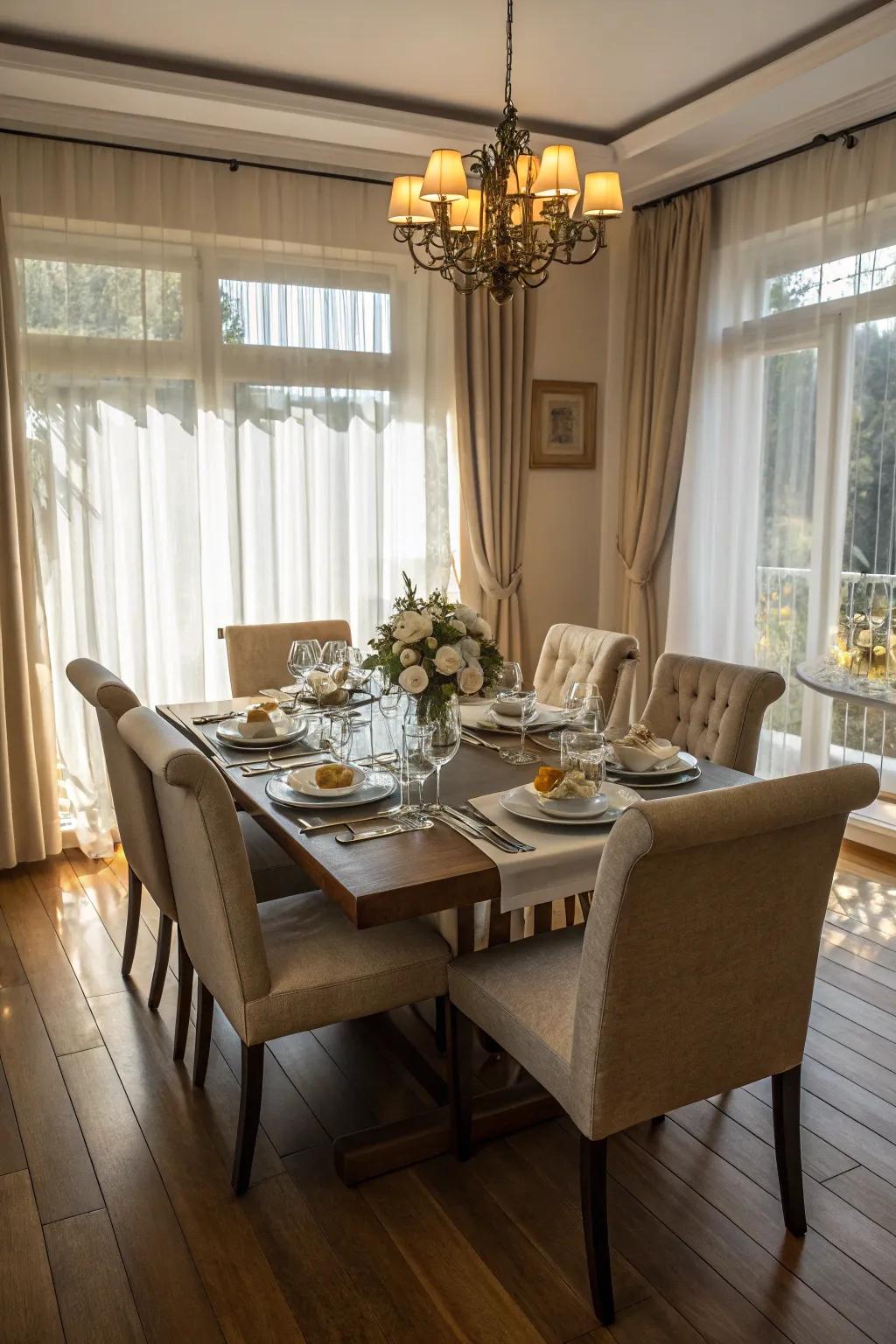 Square dining table fostering close conversation and connection.