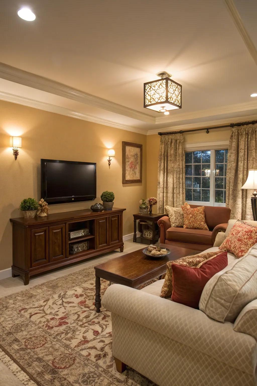 Color accents help delineate areas within a room.