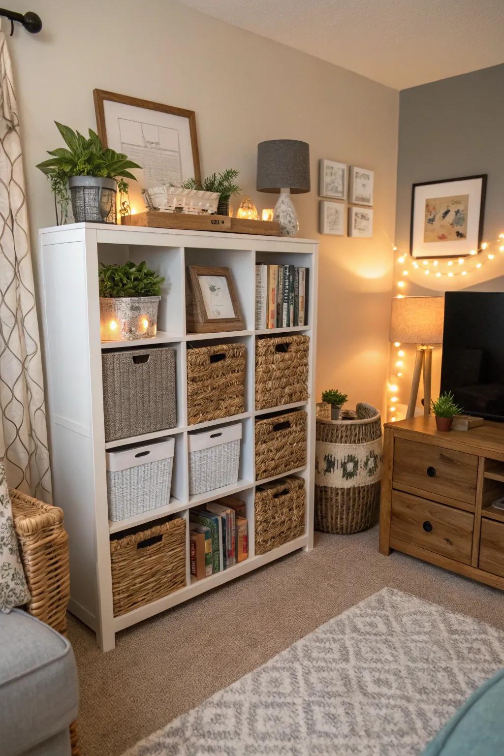 Storage-friendly decor keeps spaces tidy and stylish.