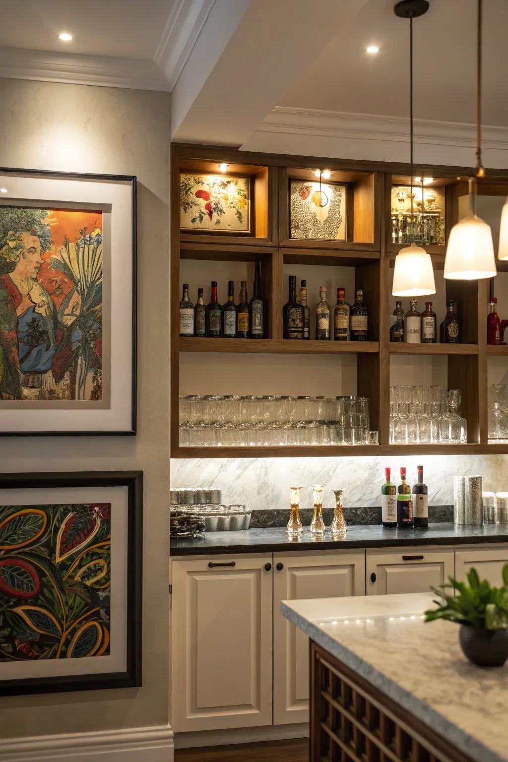 Spotlights emphasize important bar elements.