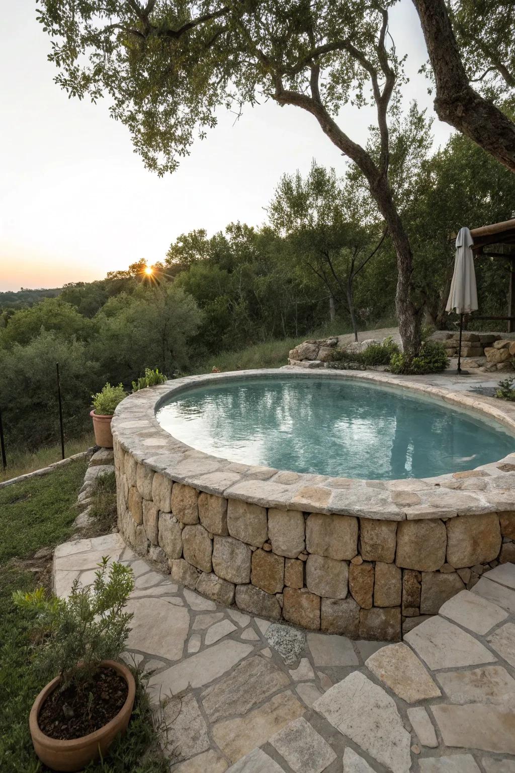 Stone accents add a refined touch to your pool area.