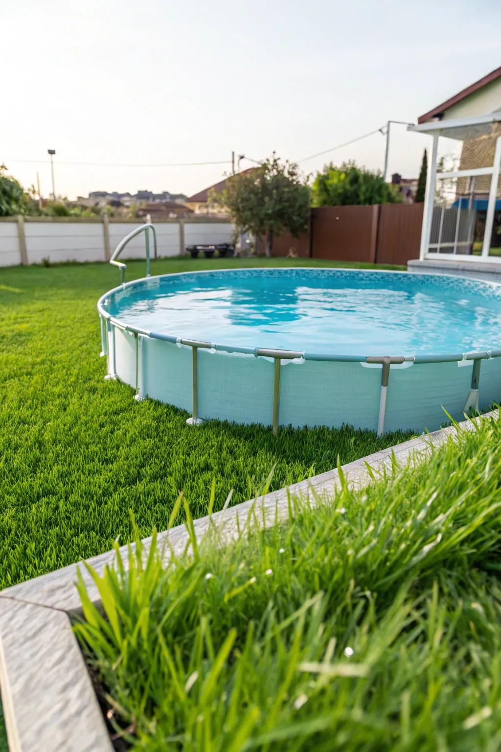 Artificial grass offers a lush, maintenance-free landscape.