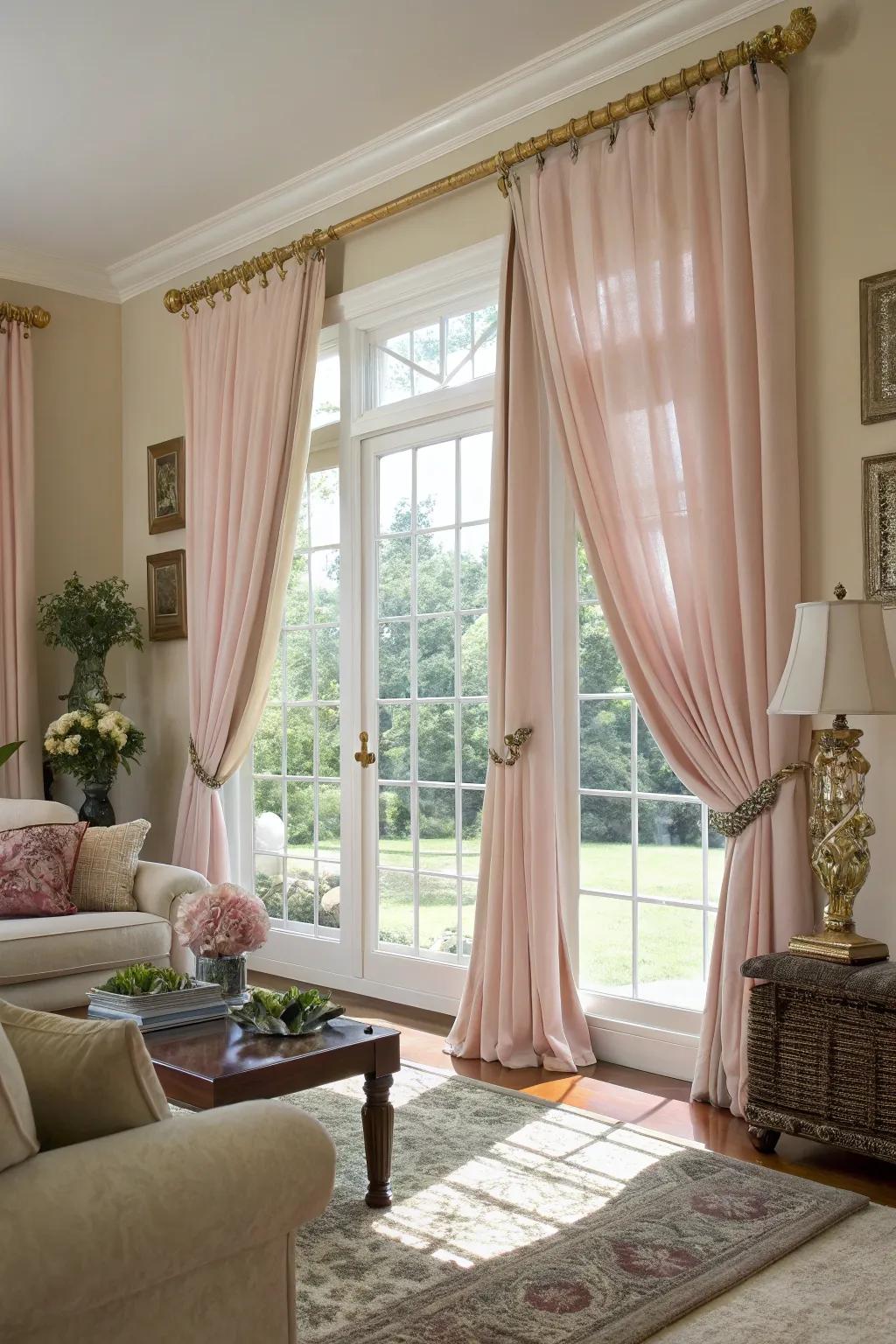 Creative tiebacks add personality to curtains.
