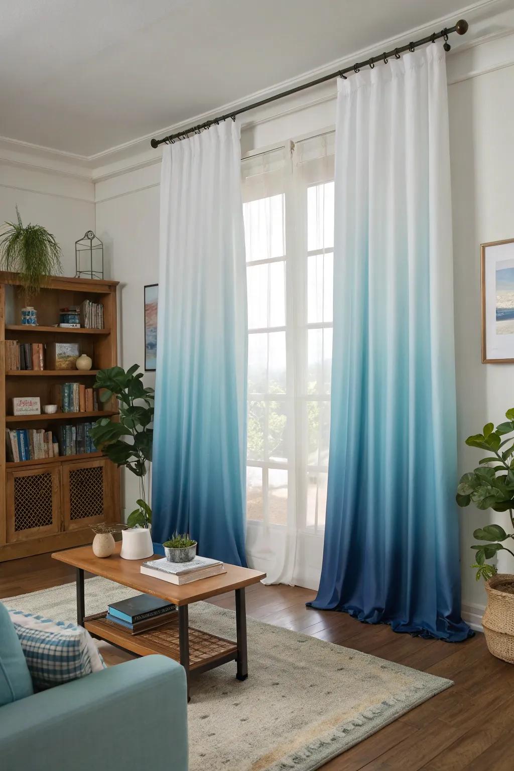 Ombre curtains offer a subtle gradient of color for artistic flair.