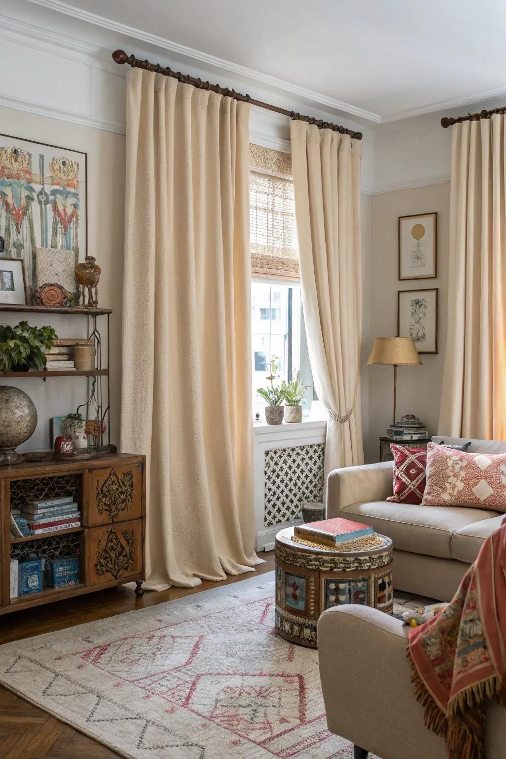 Neutral curtains blend seamlessly with various interior styles.