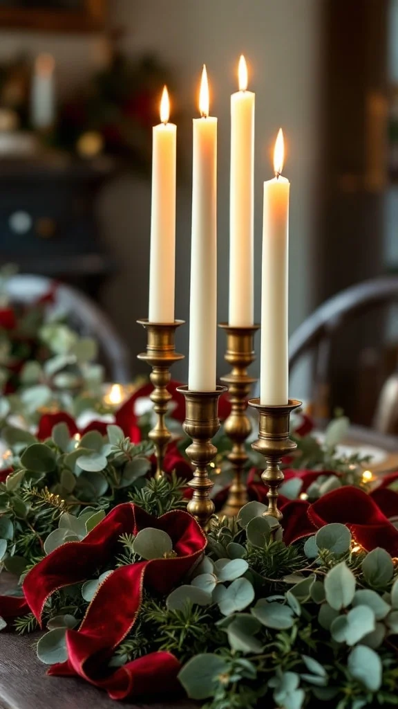 Antique Brass Candle Set