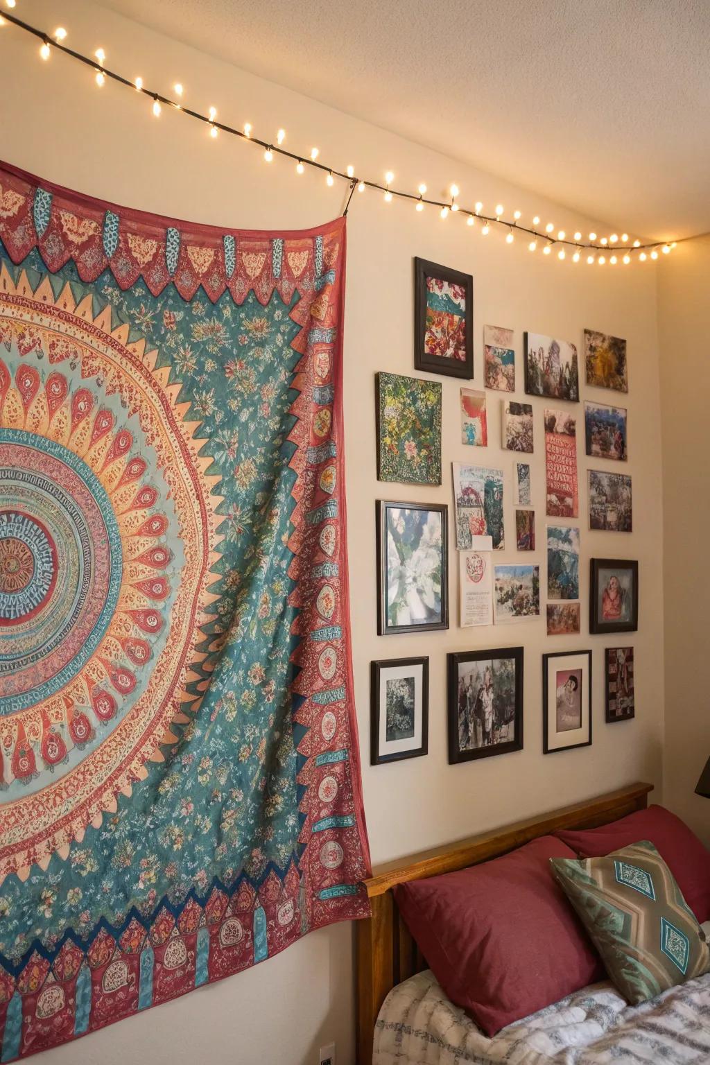 Personalized wall art in dorm rooms.