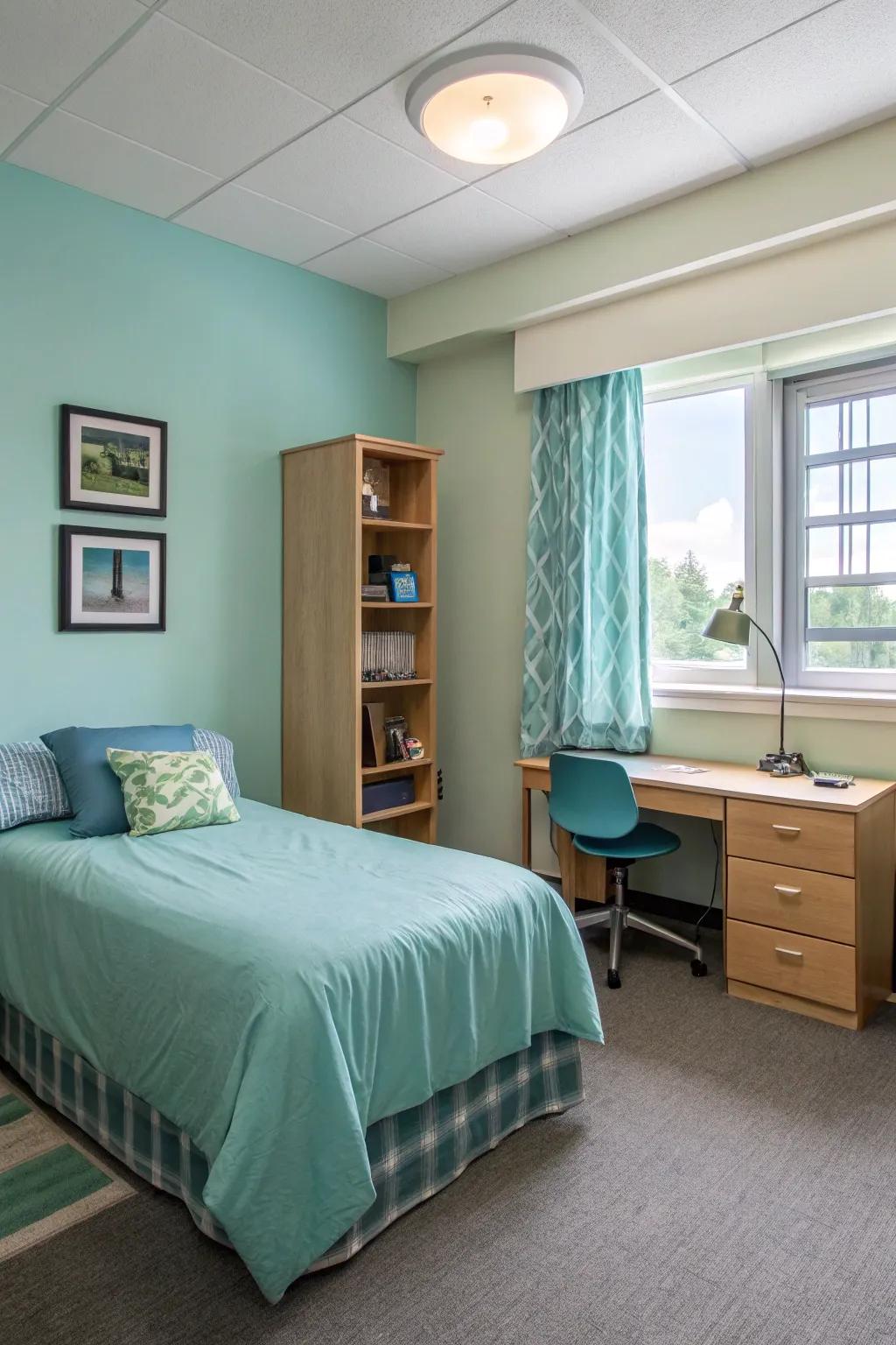 Soft color schemes open up small spaces.