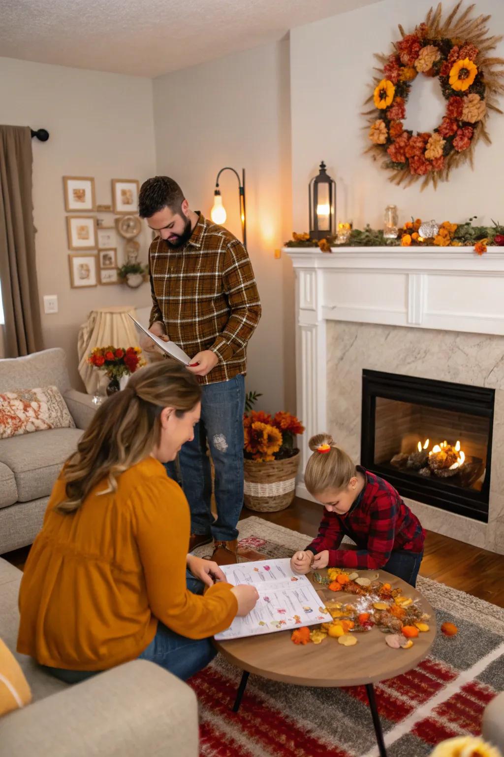 Guests enjoying an exciting Thanksgiving-themed scavenger hunt.