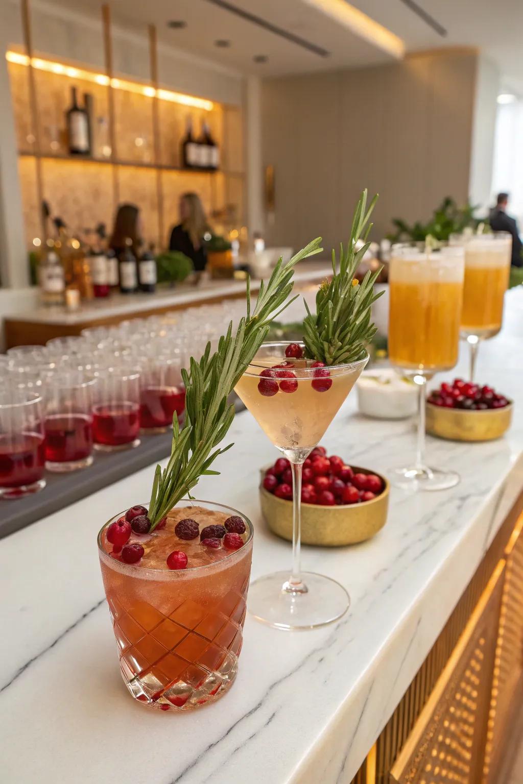 Festive cocktails featuring seasonal ingredients.