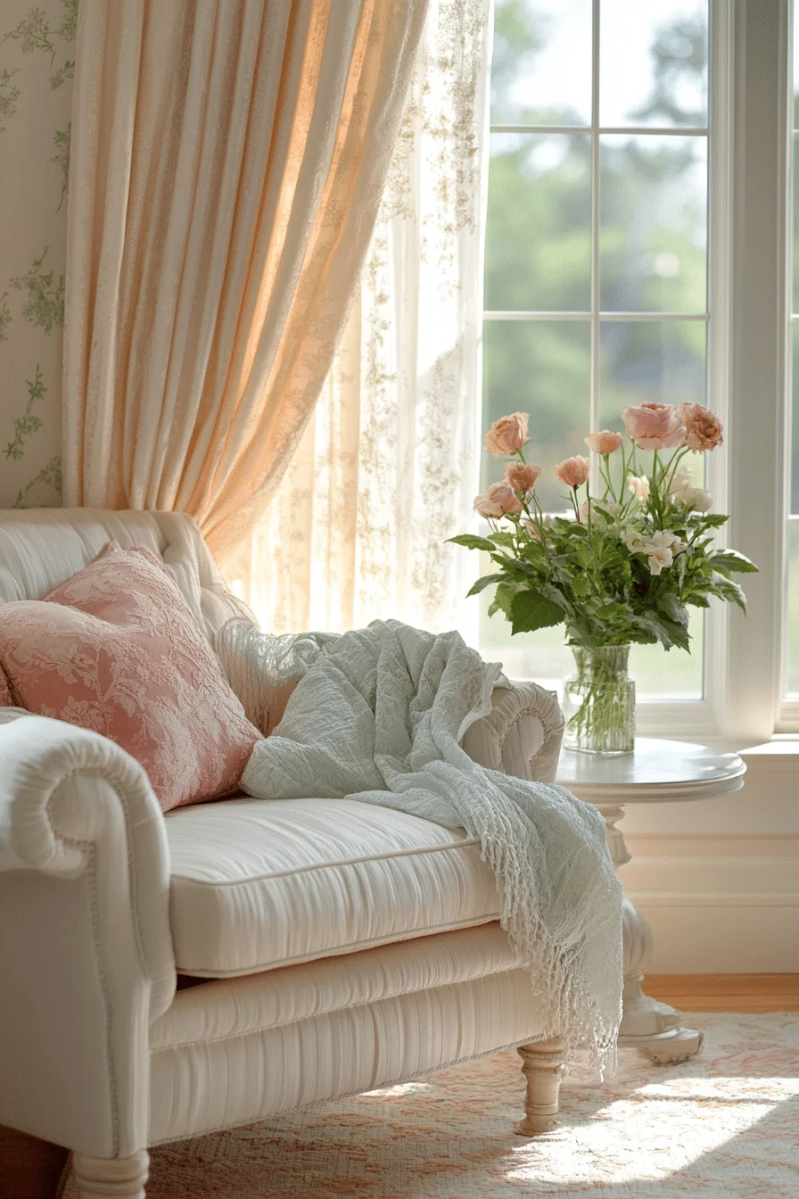 Light, flowing drapery in a room