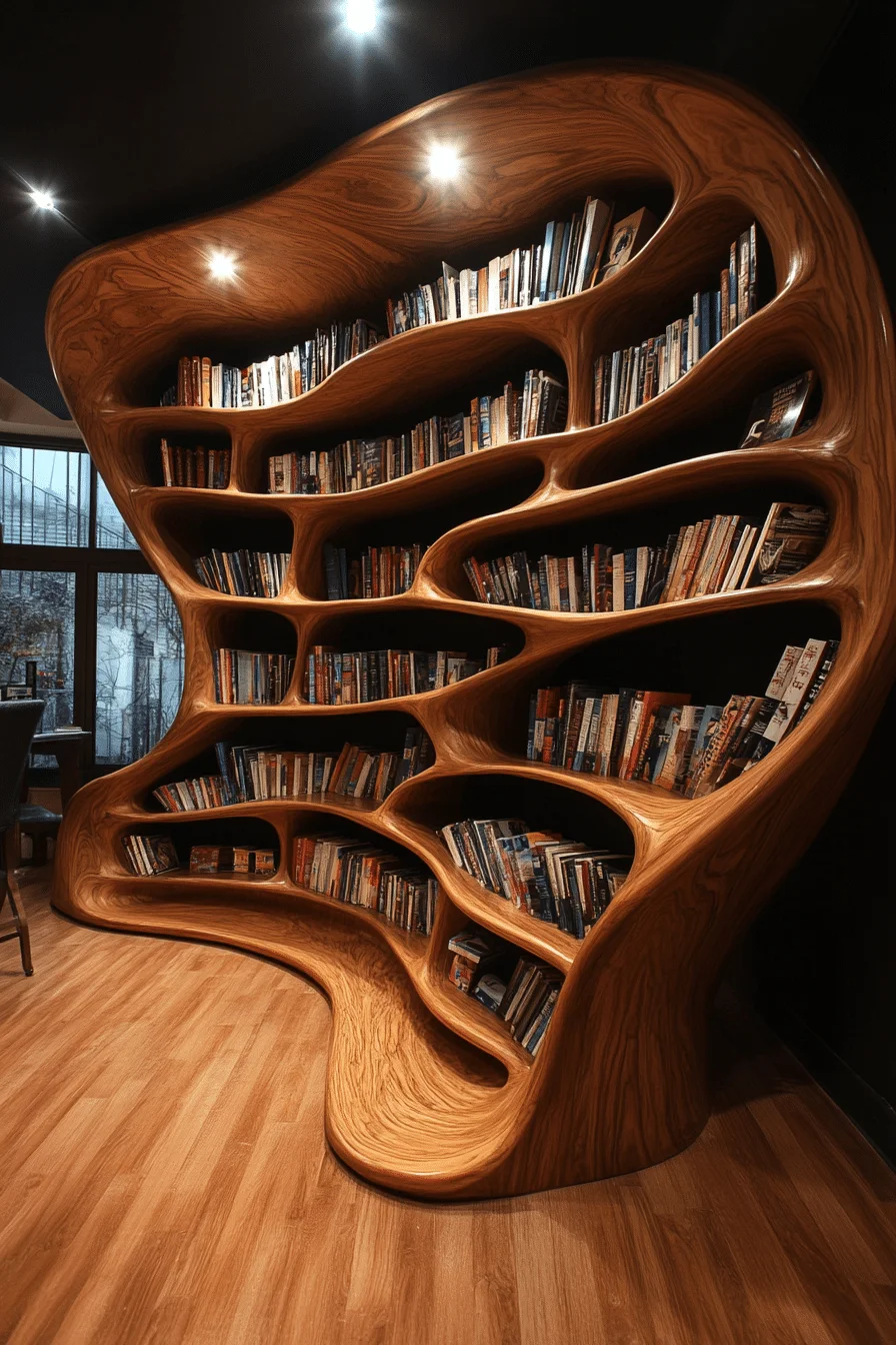 Curved bookshelf design