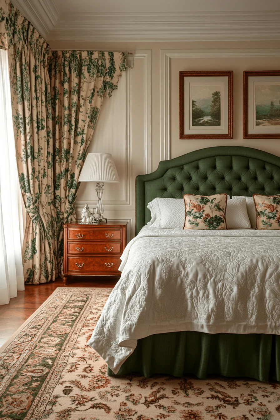 Elegant Green and Terracotta Bedroom
