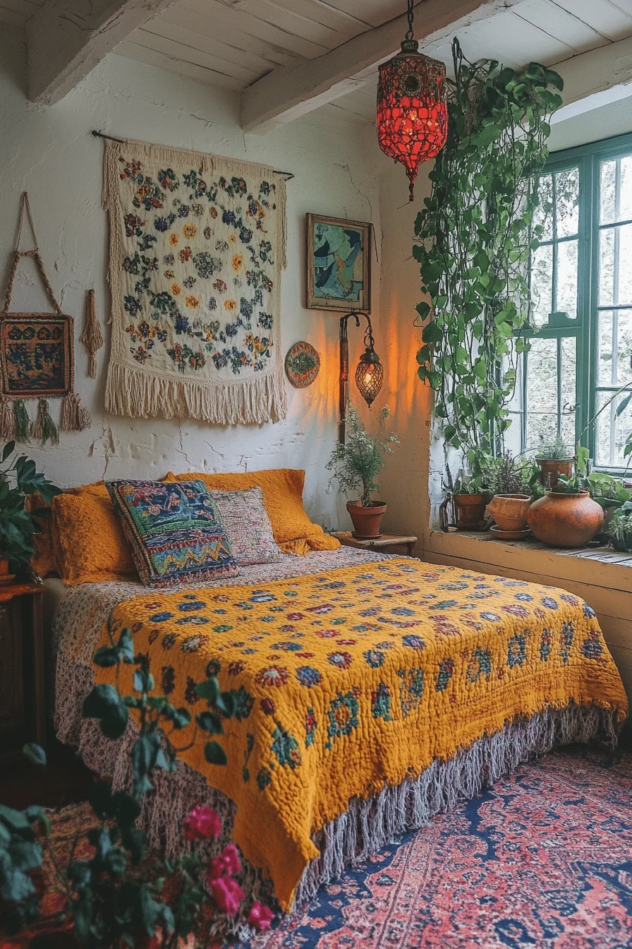 Boho vintage bedroom