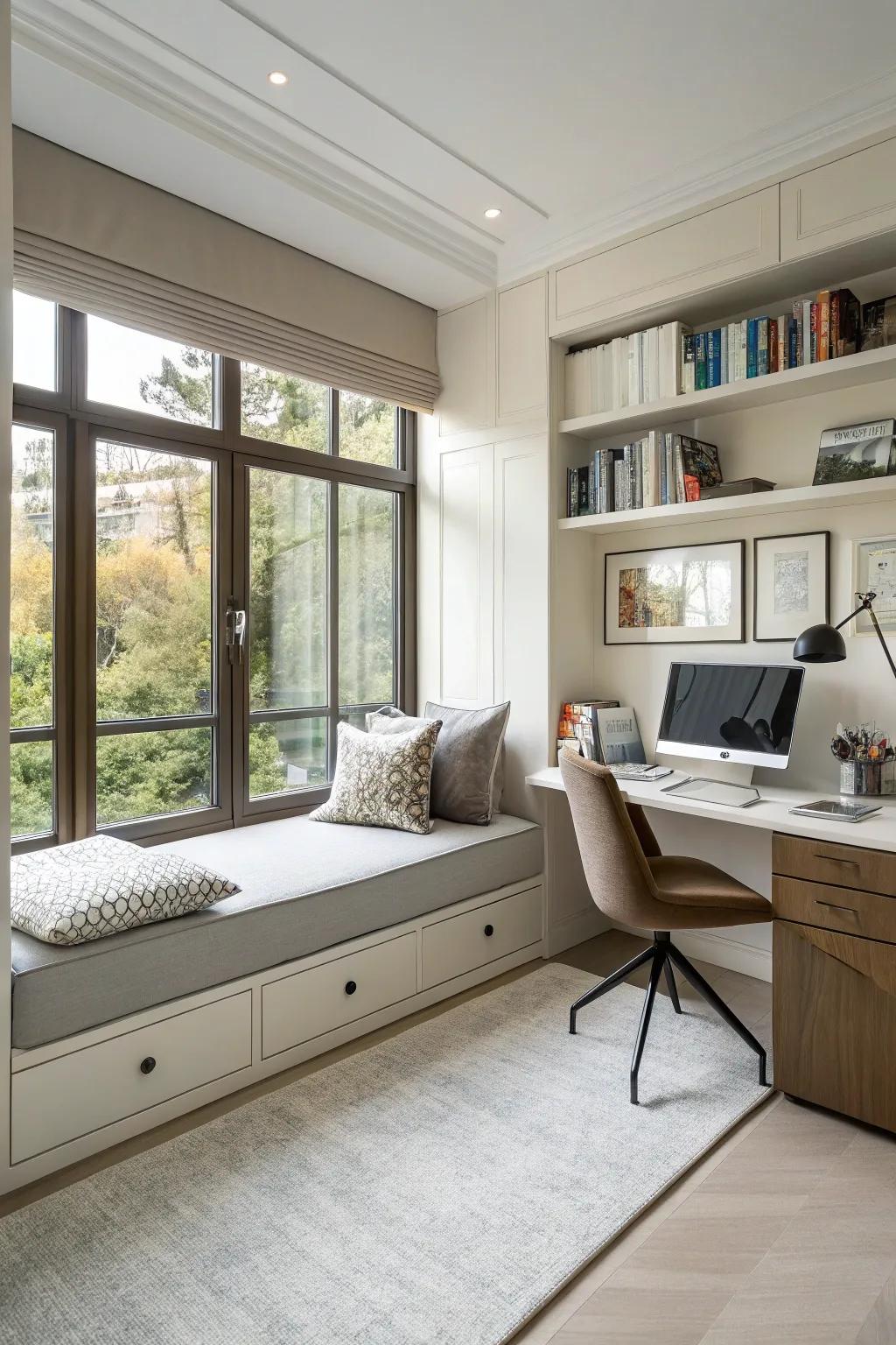 Daybed in a home office for relaxation and guest accommodation
