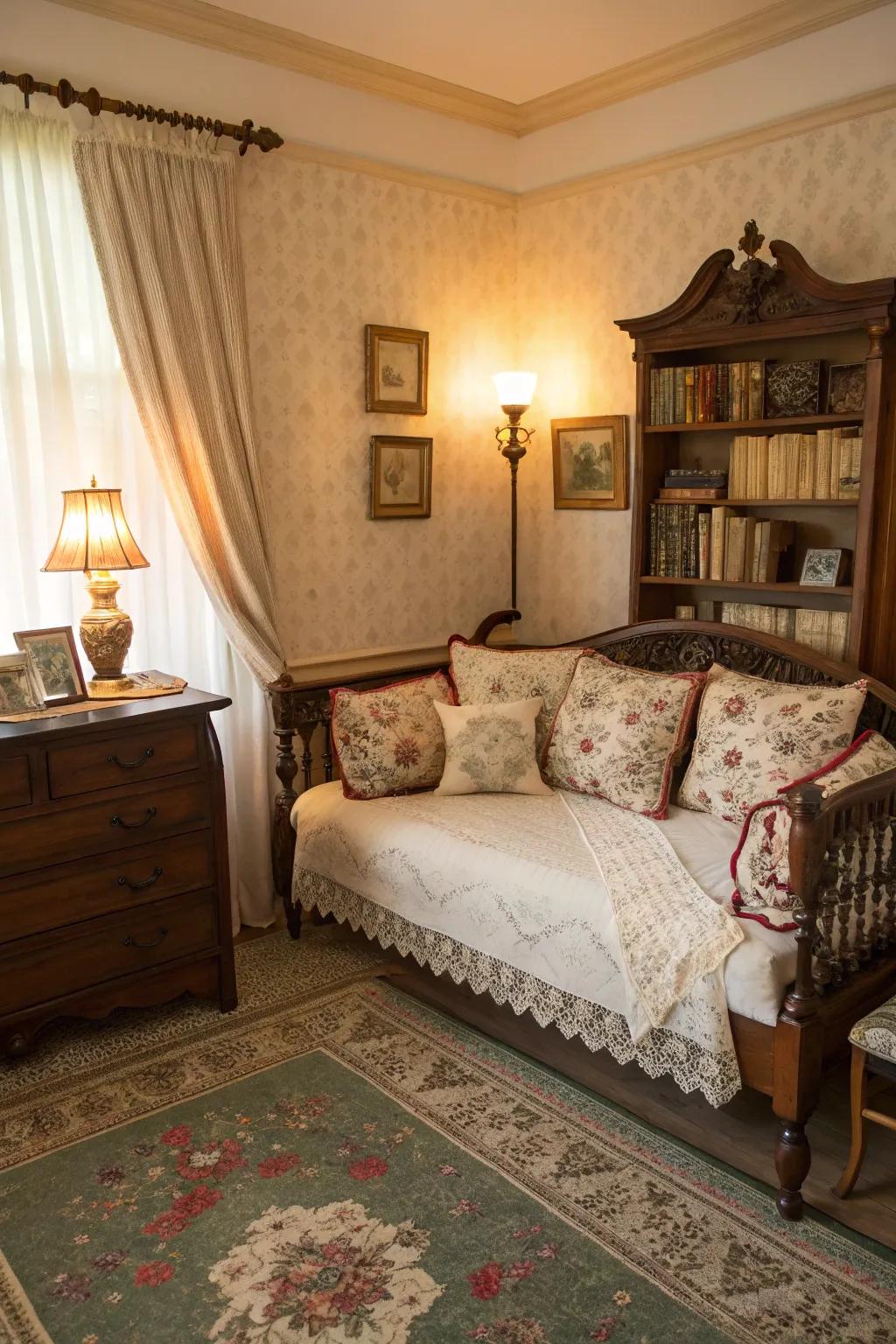 Vintage-style daybed with classic decor