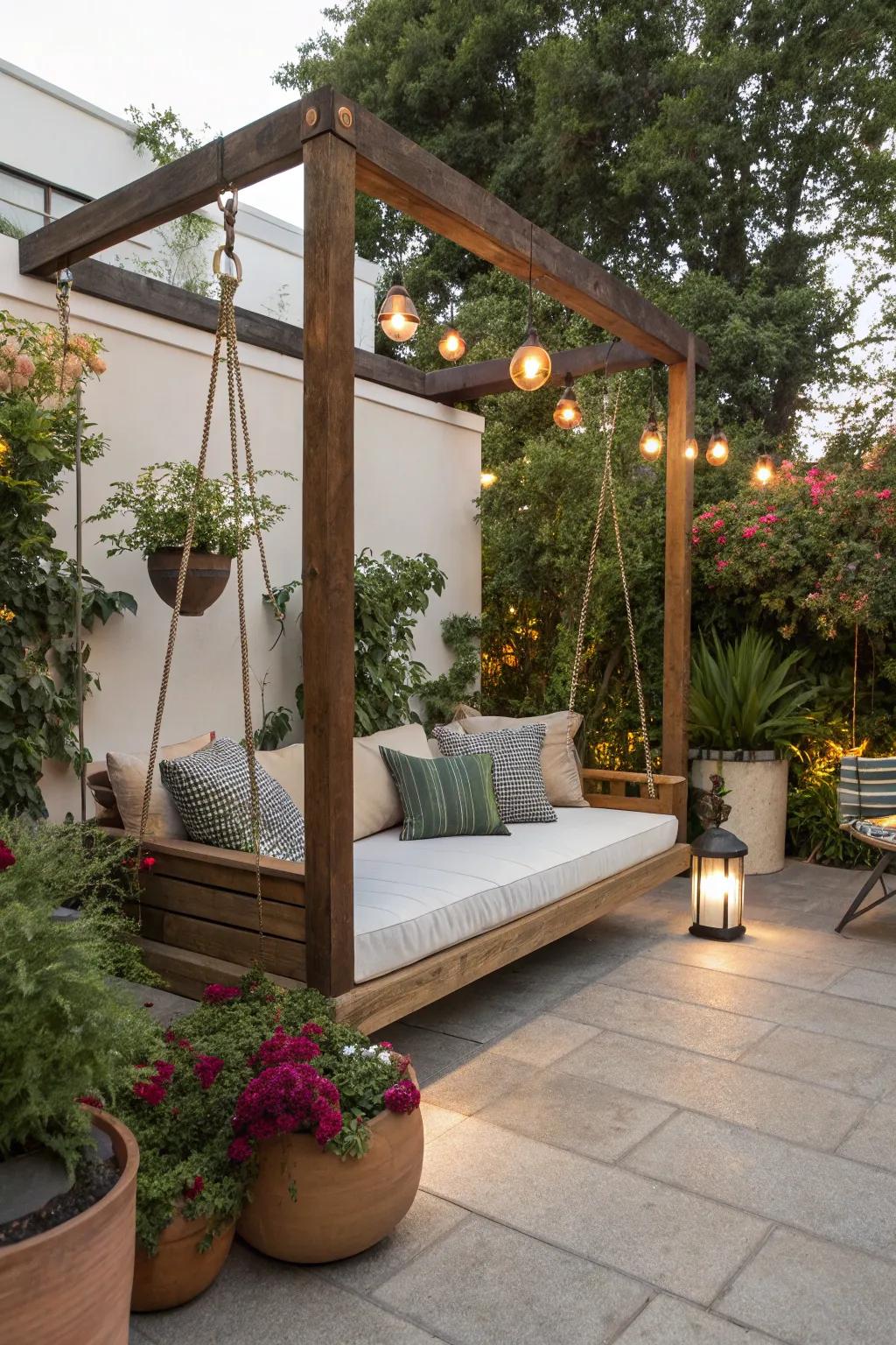 Outdoor daybed adding elegance to a patio setting