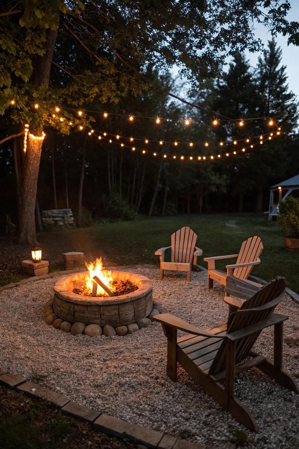 Inviting fire pit area with rustic charm.