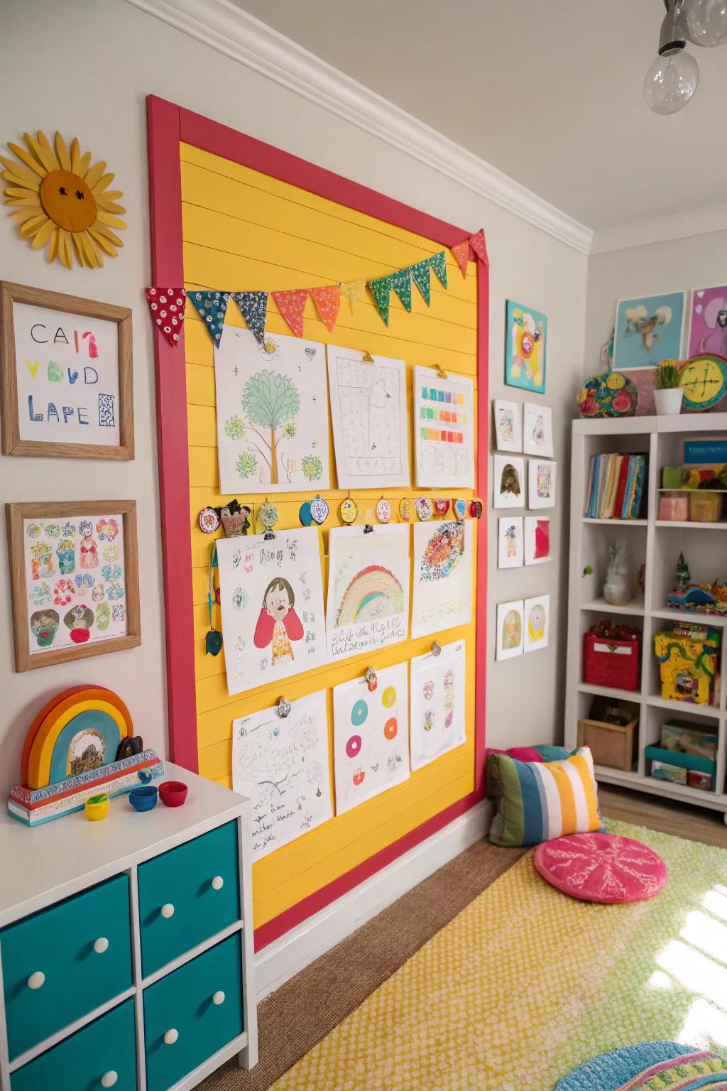 Encourage creativity with a colorful shiplap message board for kids.