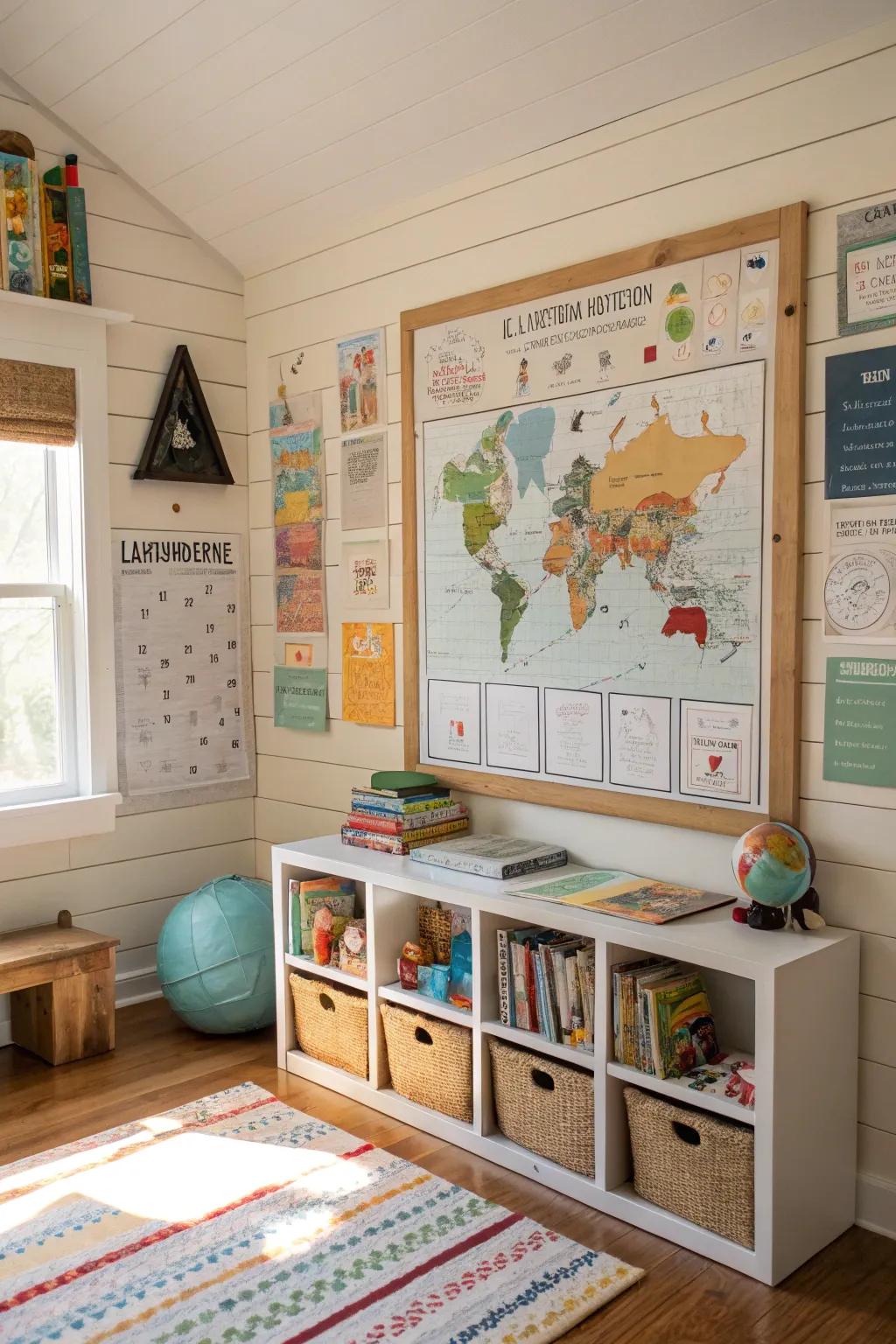 Enhance learning with an educational shiplap message board.