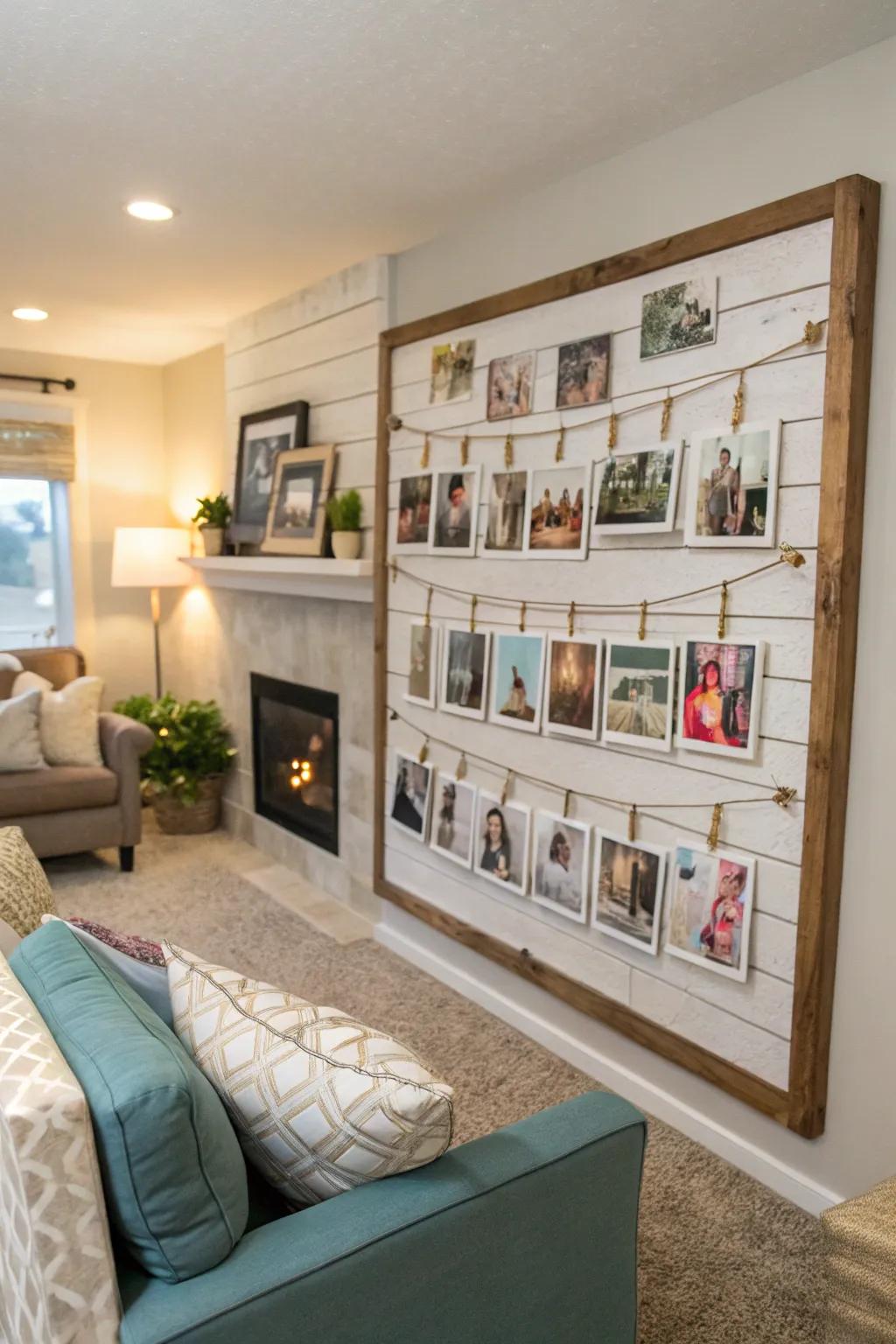 Display cherished memories on your shiplap board.
