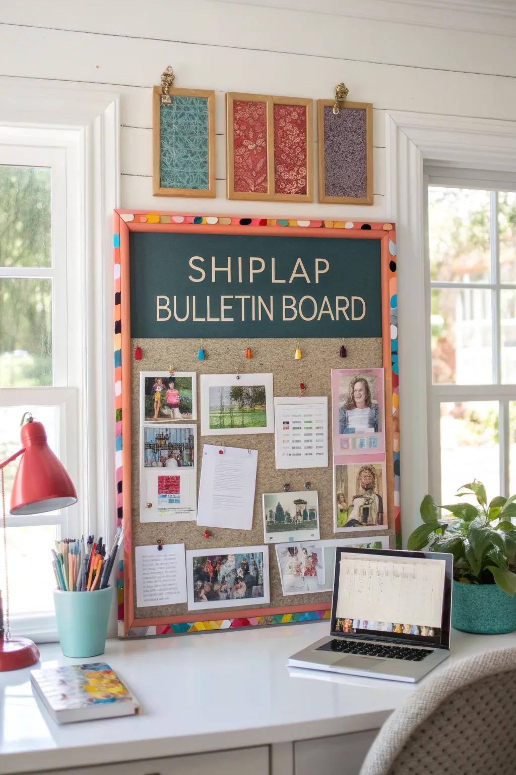 Brighten your shiplap board with colorful accents.