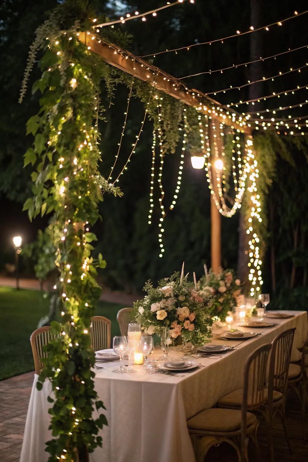 Twinkle lights add a magical and enchanting atmosphere.