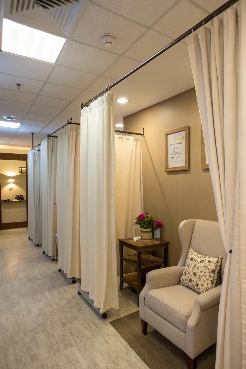 Stylish drapes create private and peaceful nursing zones.