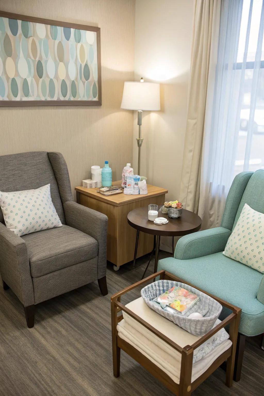 Stylish side tables complement seating and provide storage.