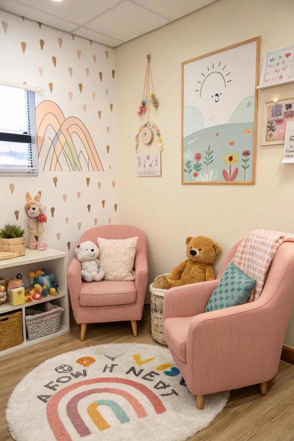 Child-friendly decor adds warmth and charm to the nursing area.