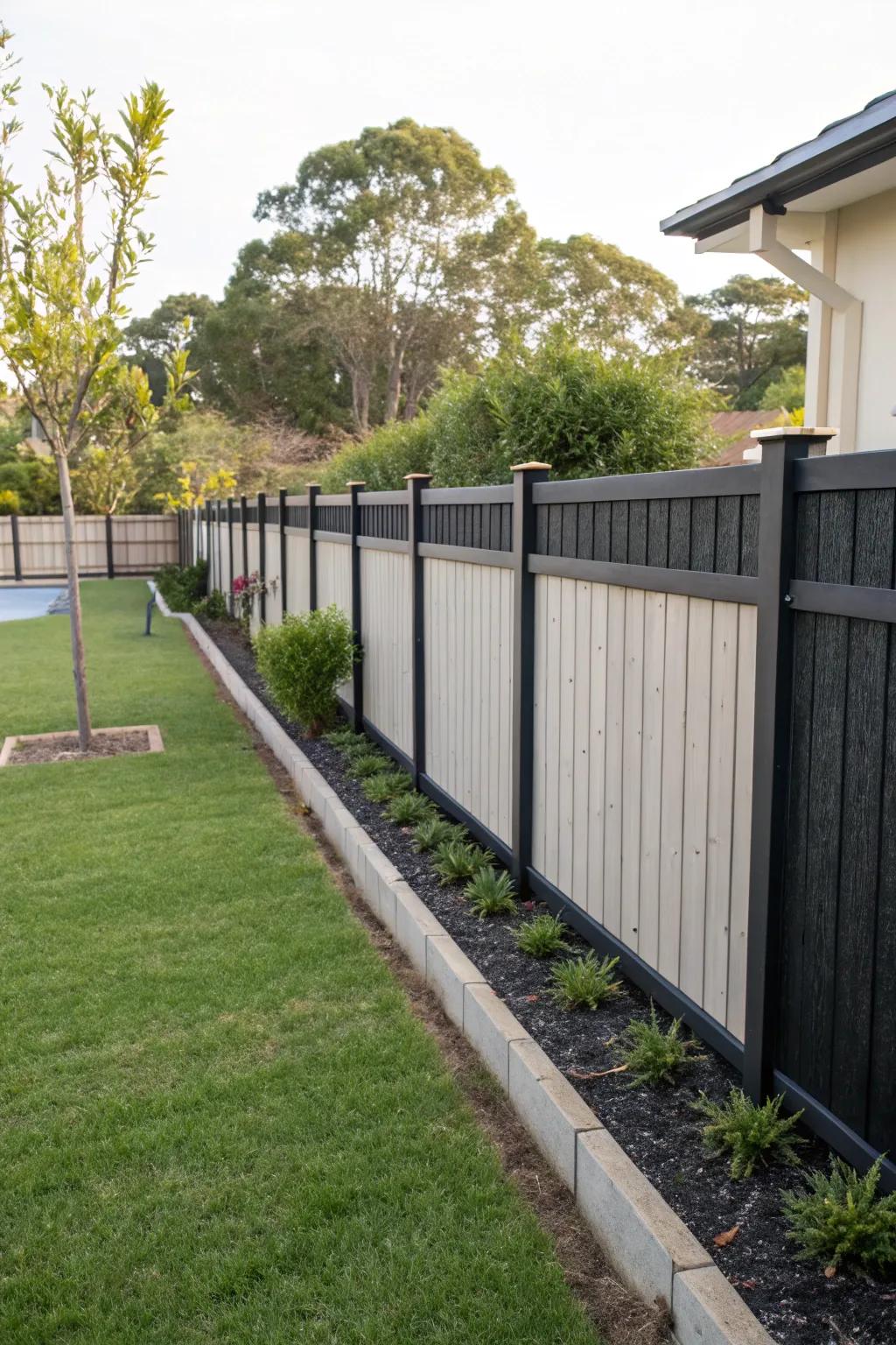 Recycled rubber edging offers a modern and eco-friendly option.