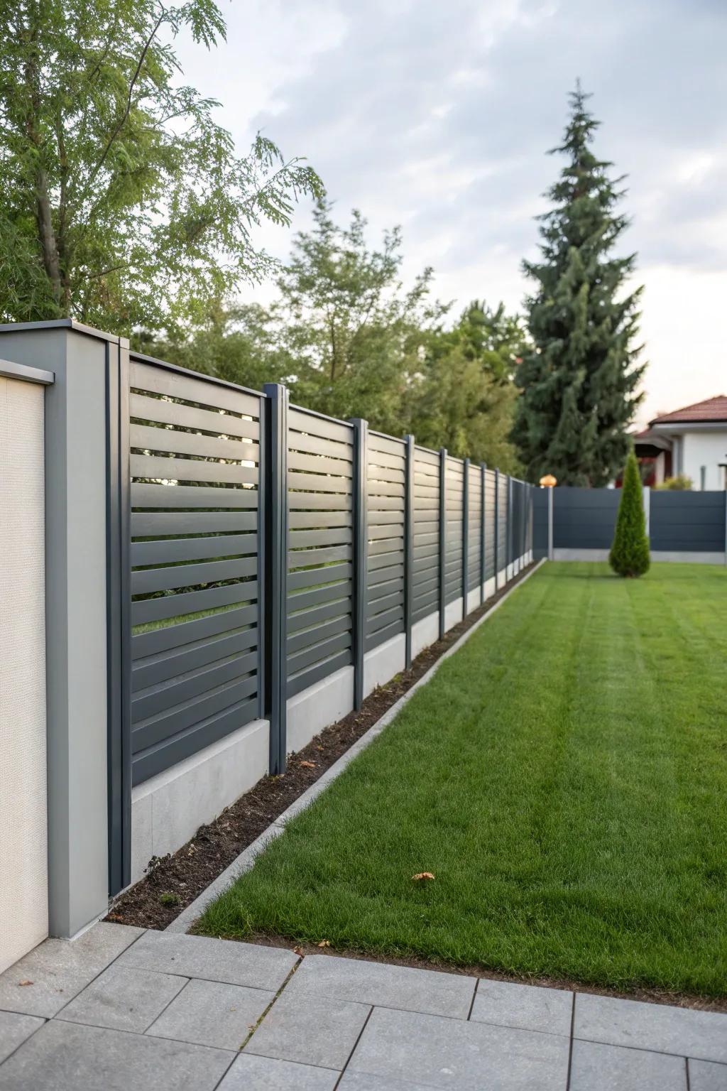 Sleek metal edging adds a contemporary flair to your fence.
