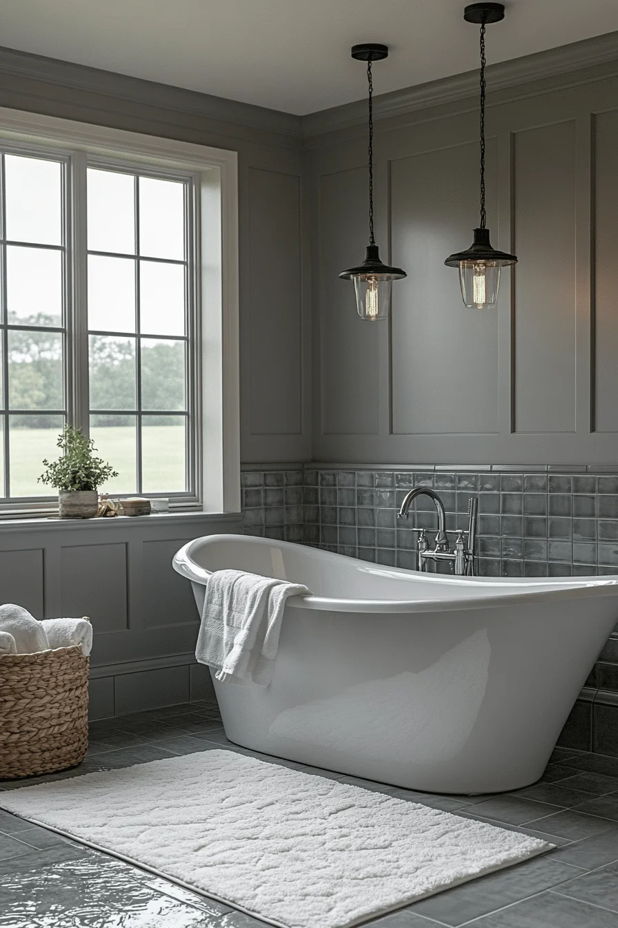 Serene Monochrome Bathroom Tiles