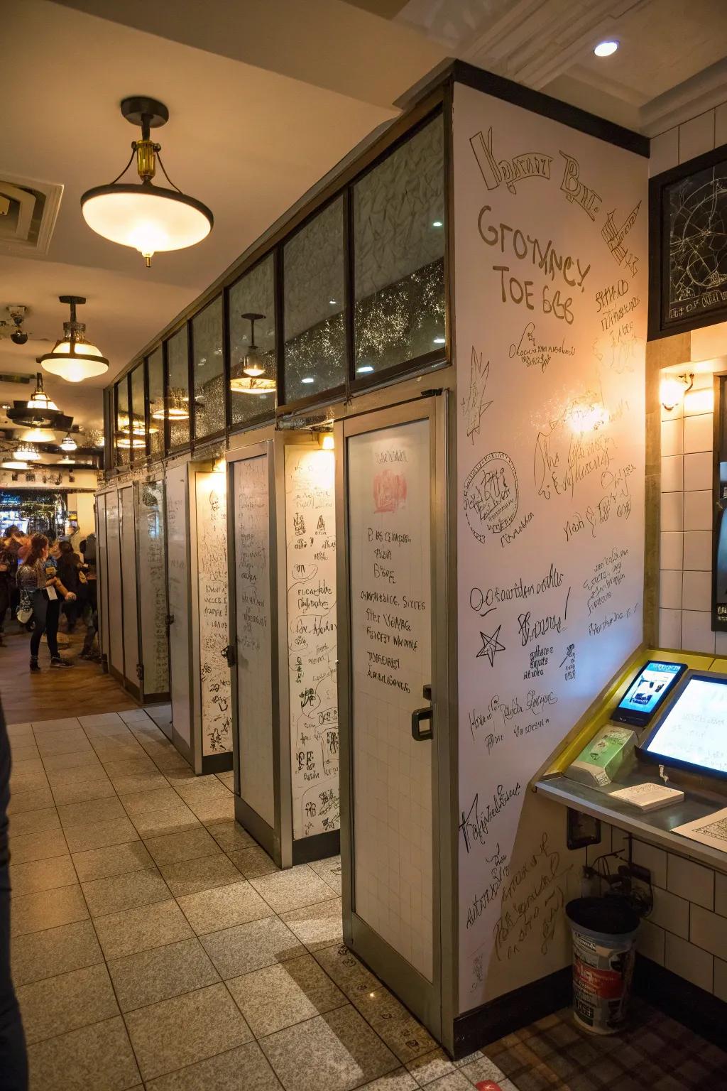 Encourage guest interaction with writable surfaces.