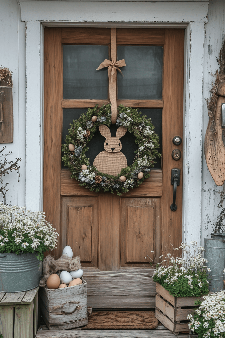 Rustic Burlap Bunny Easter Wreath
