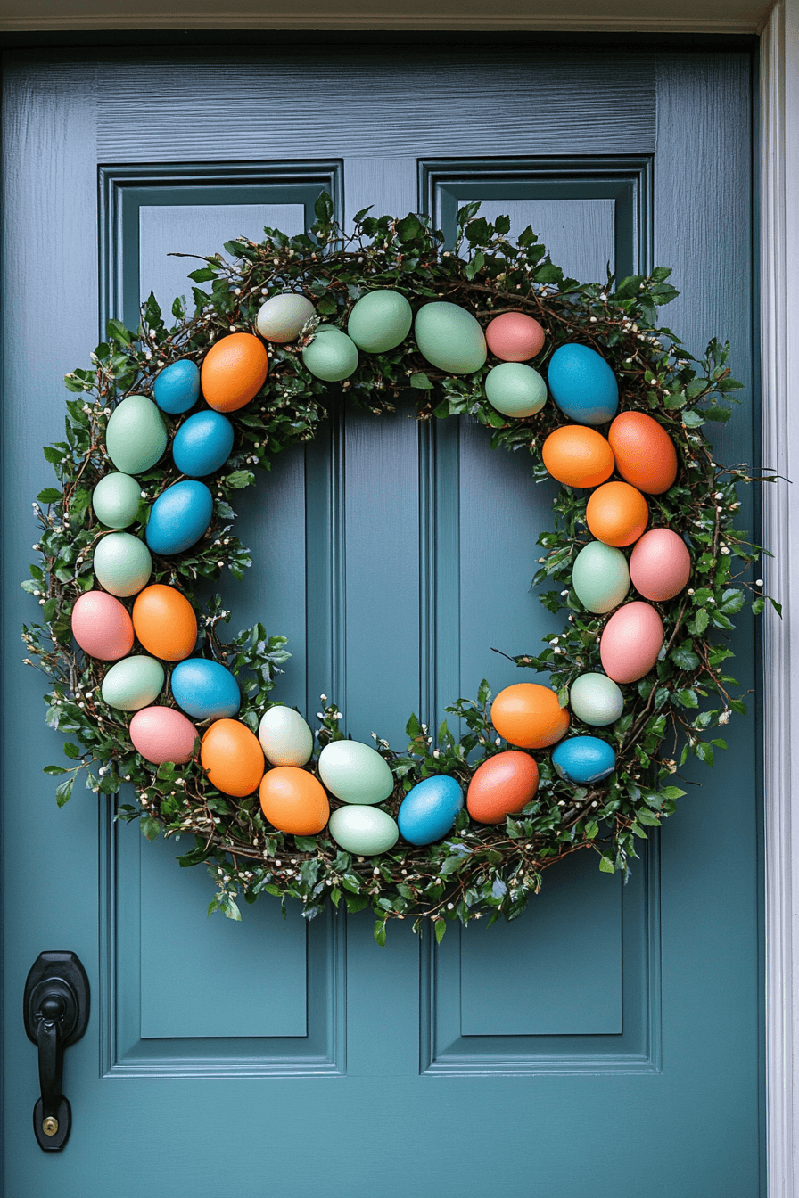 Vibrant Egg Cluster Easter Wreath