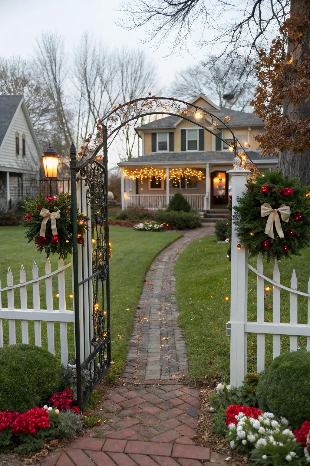 Gate decorated with seasonal accents
