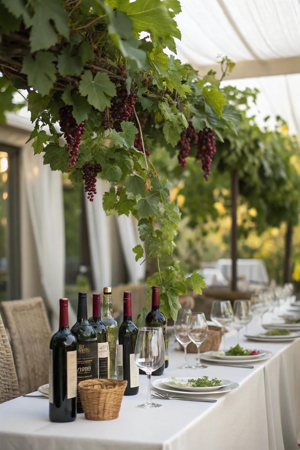 Vine-inspired décor bringing vineyard vibes to your table.
