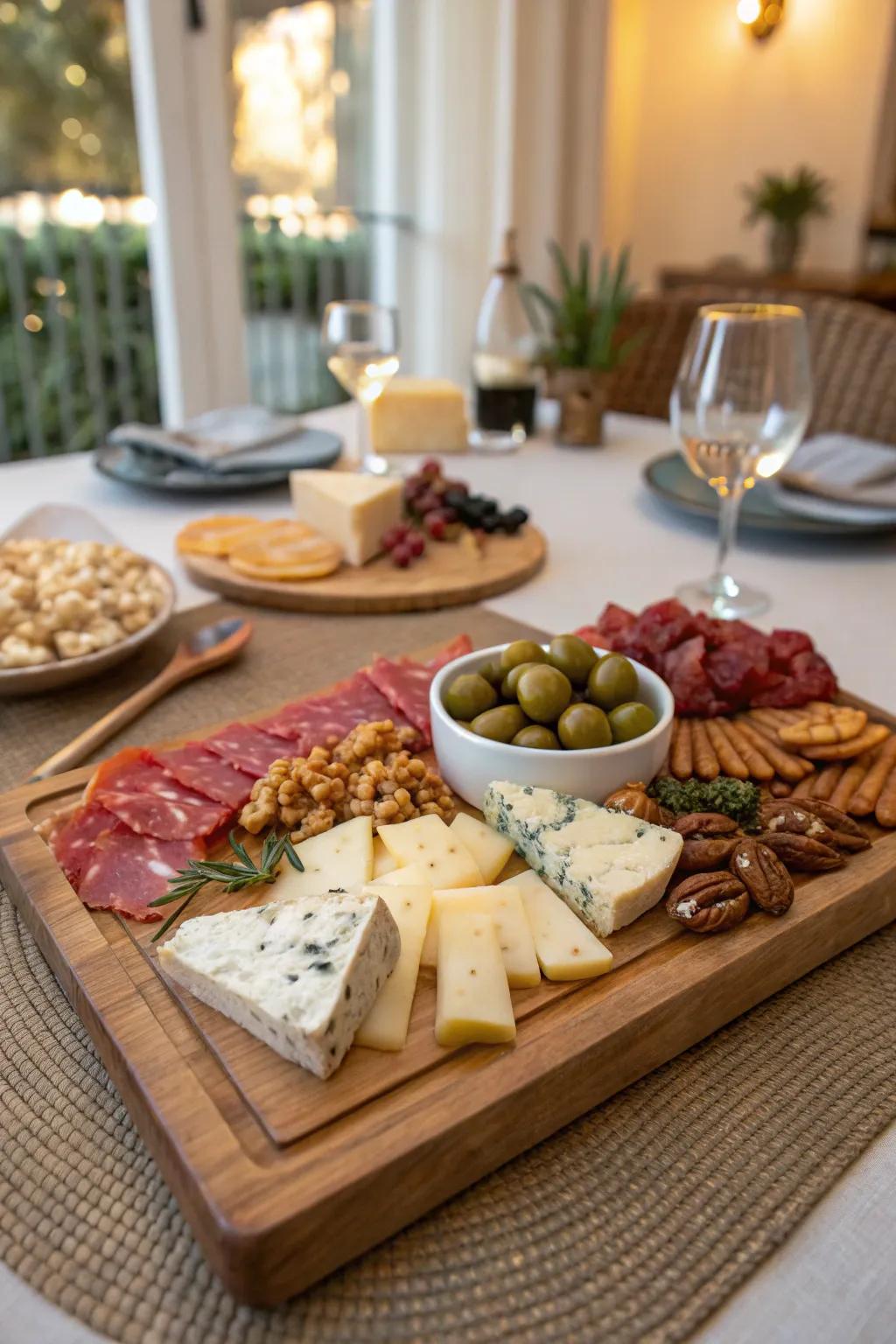 Artfully arranged cheese boards enhancing wine experiences.