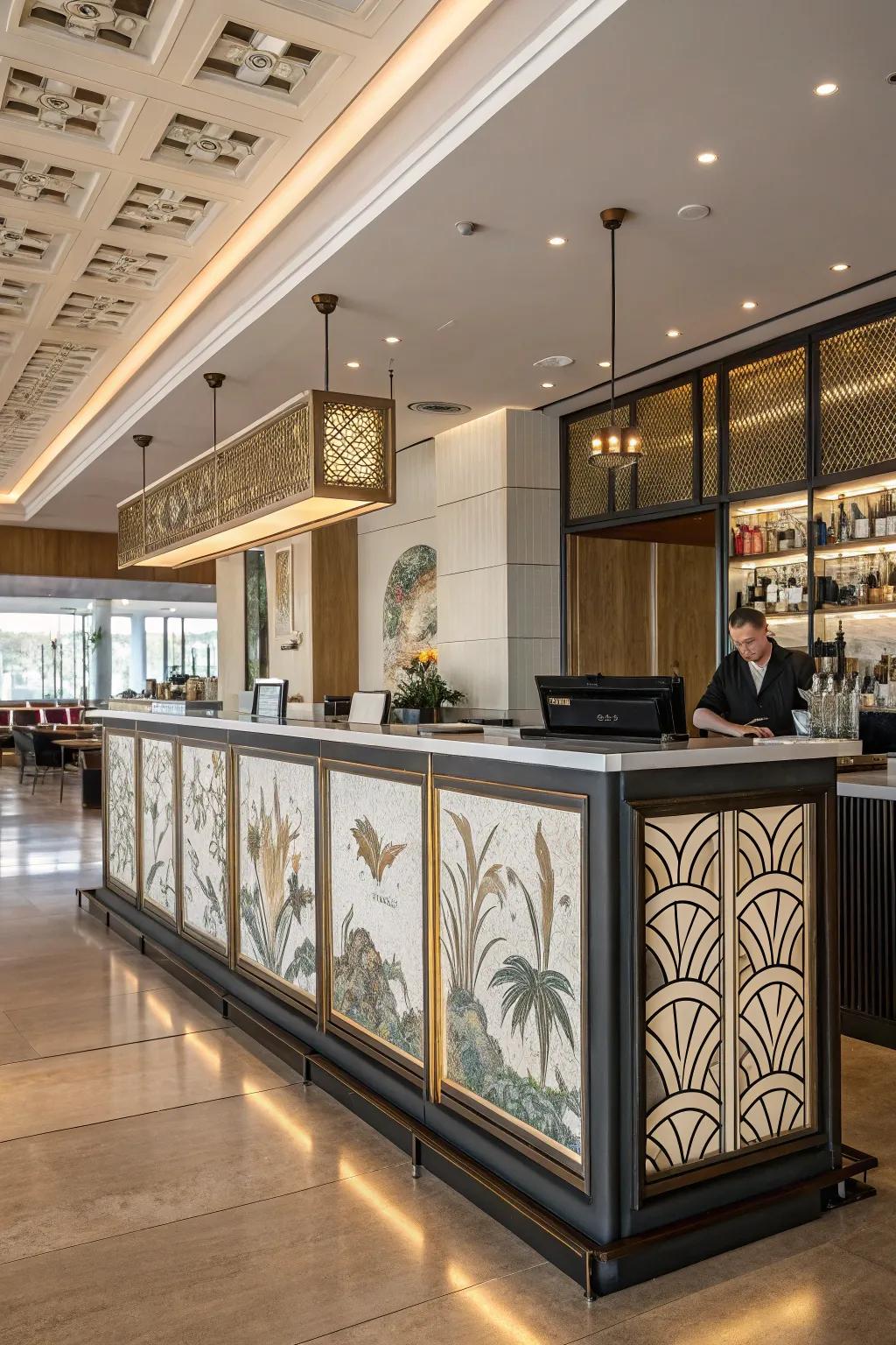 Decorative facades bring an artistic touch to your reception area.