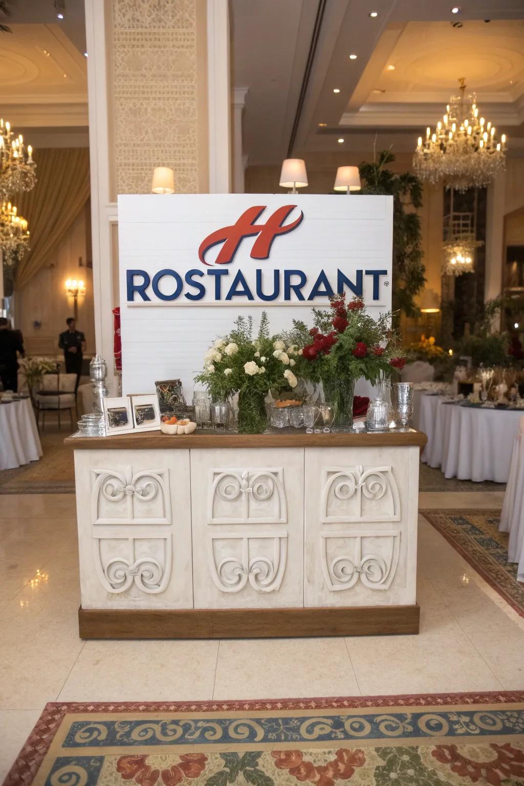 Incorporate your brand identity into the reception station design.
