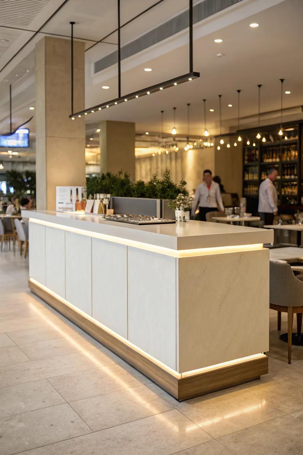 A minimalist reception station exudes sophistication and clarity.