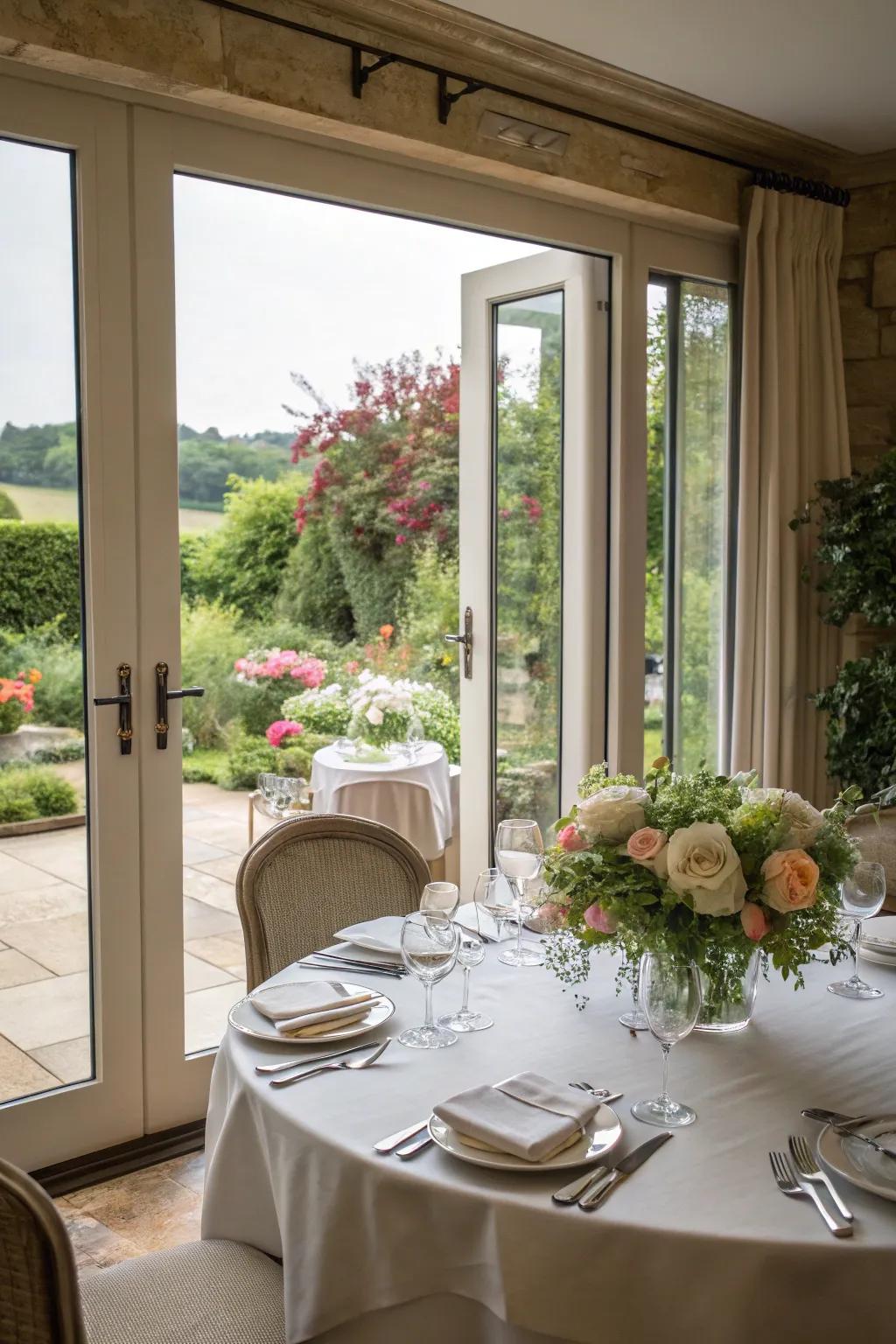 Enjoy meals with garden views by placing your dining table near bifold doors.