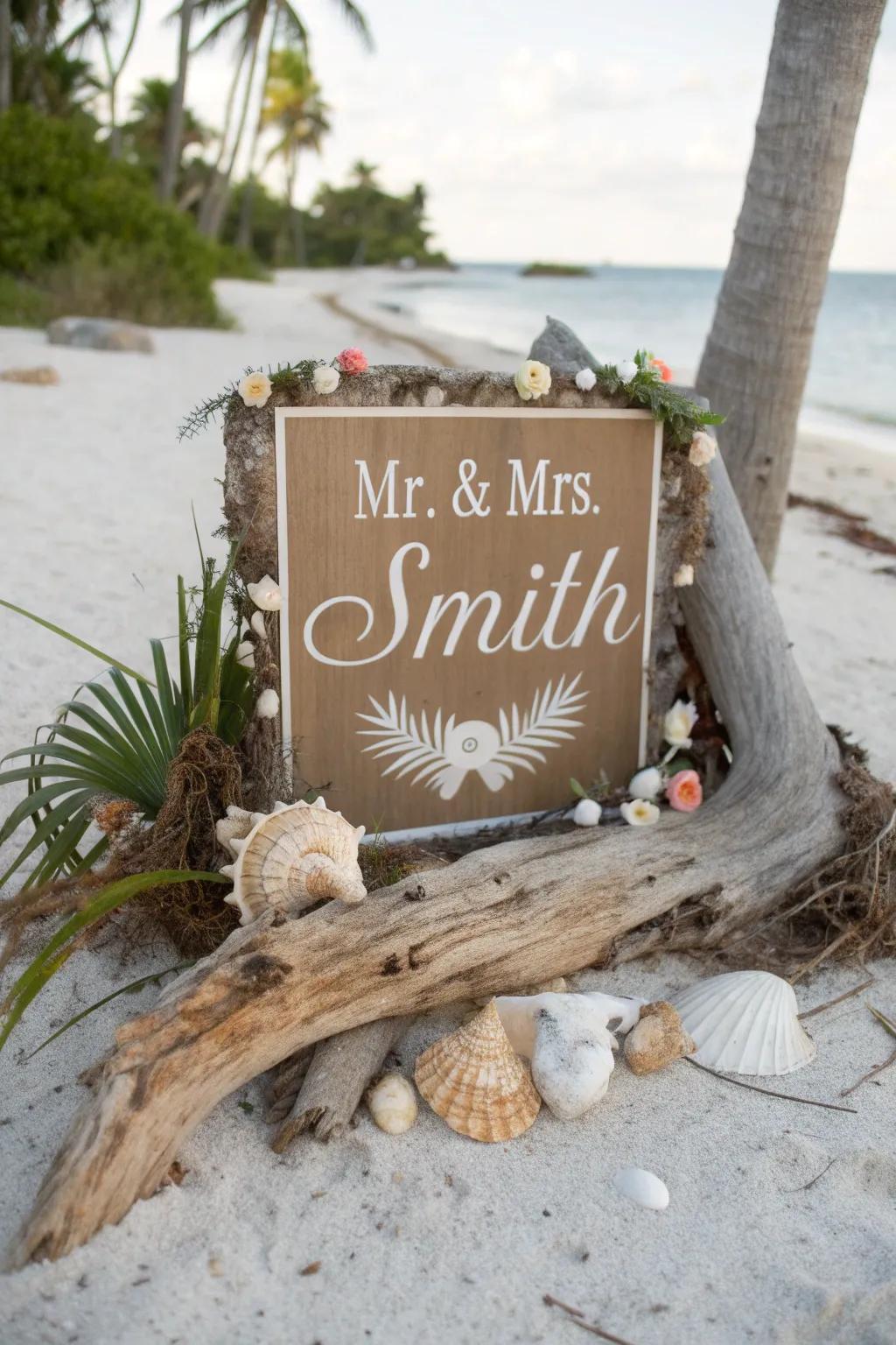 Wedding signs reflecting the event's theme for a cohesive look.