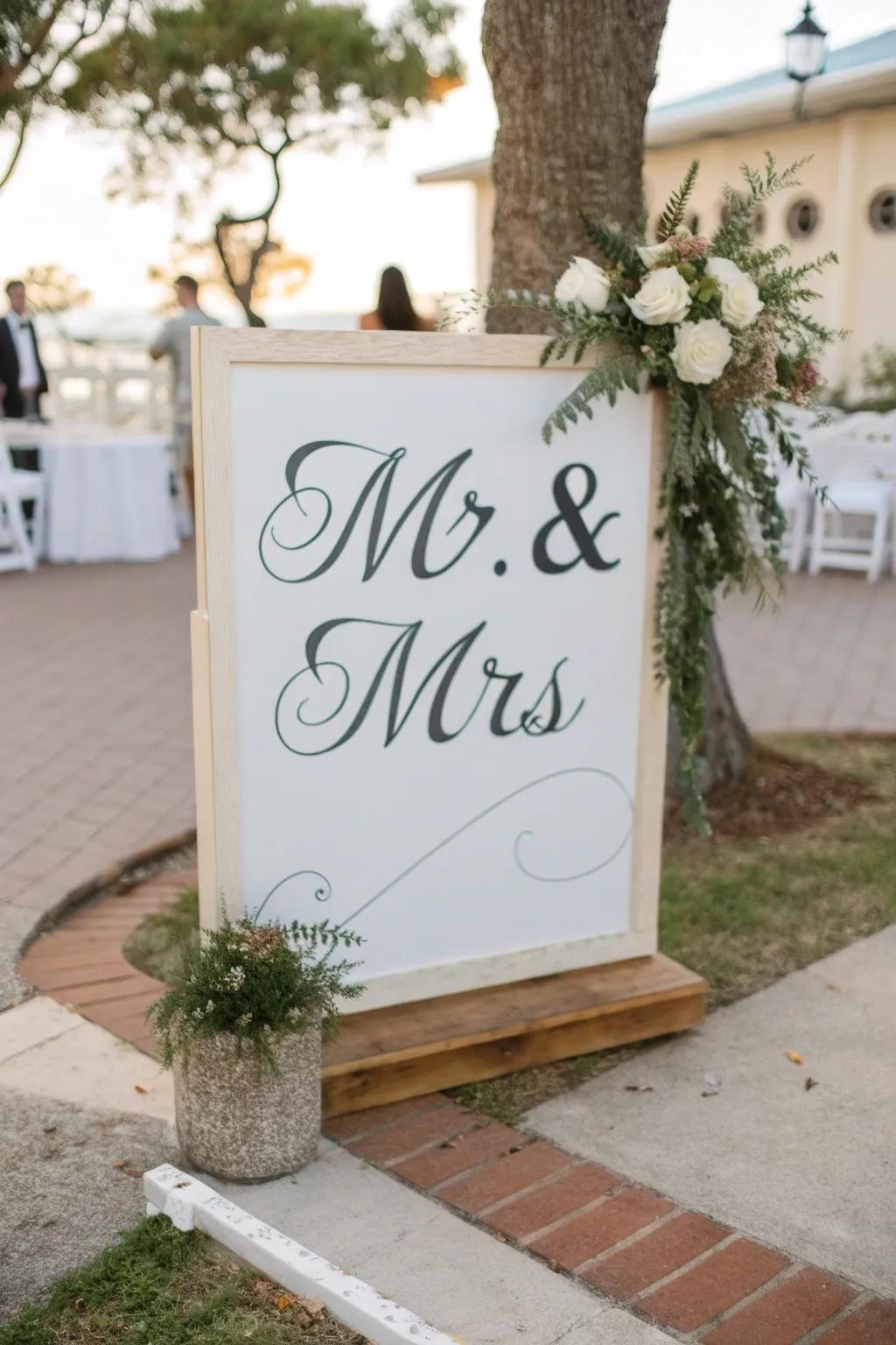Calligraphy adding sophistication to wedding signs.