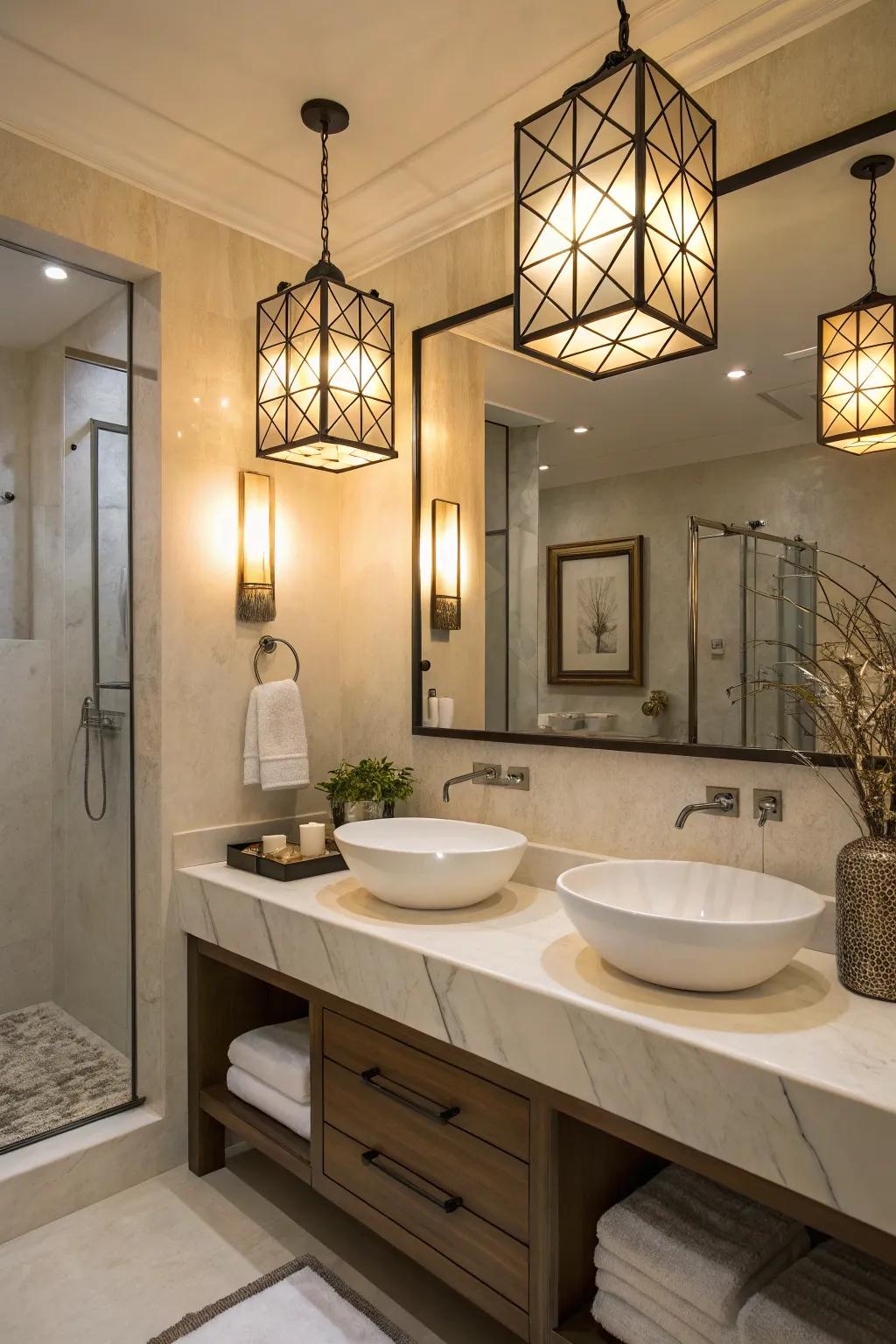 Soft corner lighting enhancing bathroom atmosphere