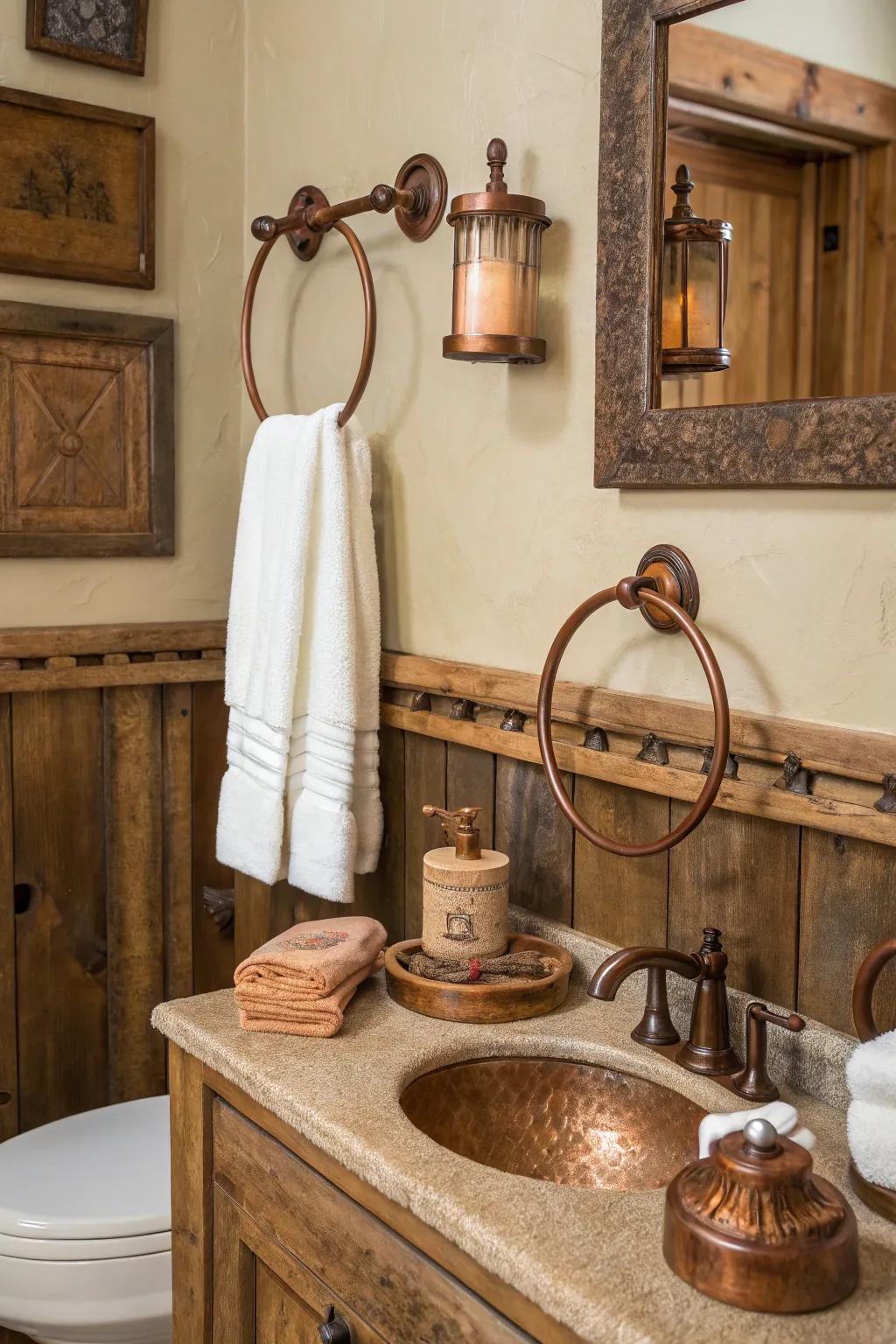 Add character with vintage copper accessories.