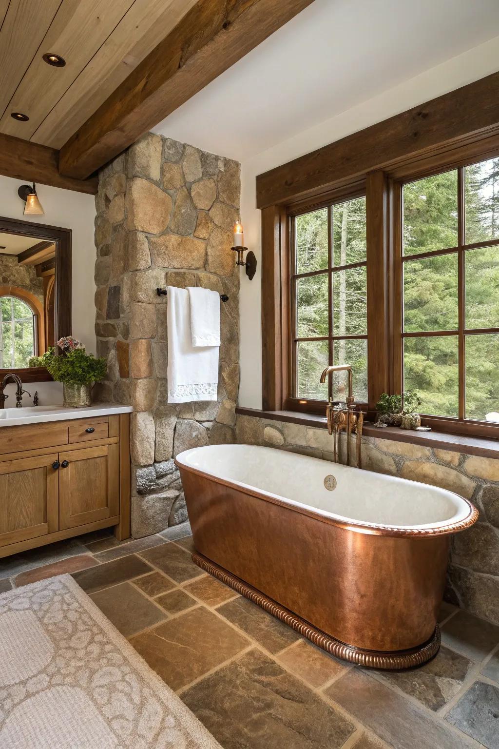 Upgrade your bathtub with copper cladding.