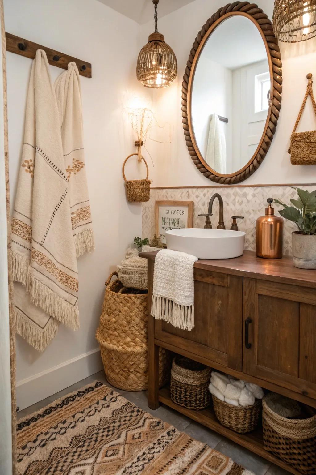Add personality with rustic decor elements.